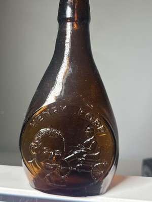 Vintage Henry Ford Amber Glass Embossed Commemorative Bottle Museum Editions Ltd