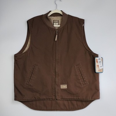 C.E. Schmidt Workwear Sherpa Lined Canvas Duck Vest Brown Men s Size XL NEW