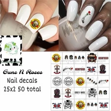 Guns N Roses Waterslide Finger Nail Decals Instructions set of 50 KC Bonus