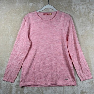 Kuna Pink Baby Alpaca Silk Knit Long Sleeve Top Crew Neck Made in Peru Size L