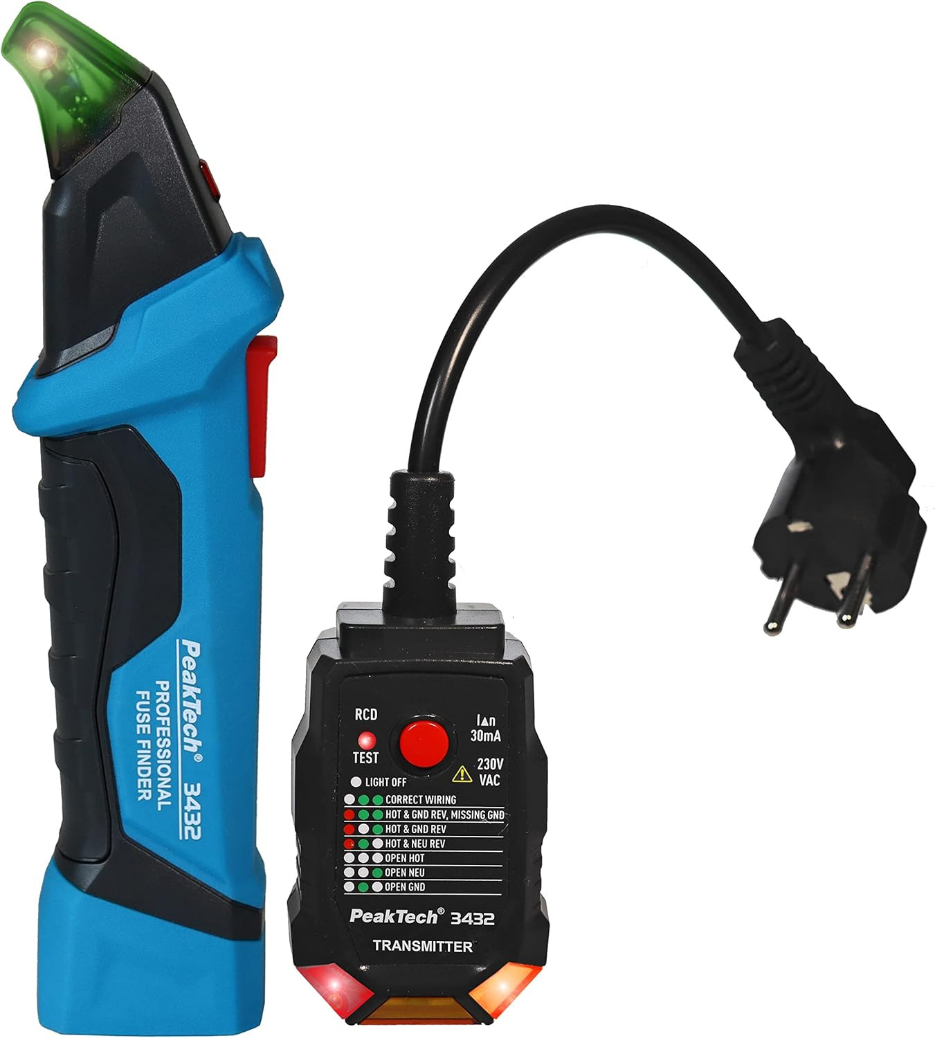 Détecteur de fusibles pour circuit électrique et testeur de prise 230V Schuko 3432