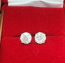 2Ct Round Cut Lab Created Diamond Solitaire Stud Earrings 14K White Gold Plated