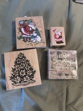 Christmas Rubber Stamp Set with Santa and Tree Designs