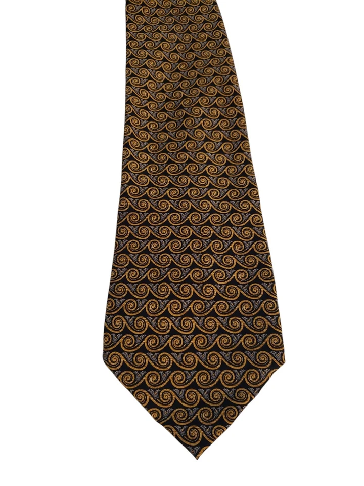 Corbata corbata de diseñador Valentino para hombre de lujo marrón negro gris traje geométrico trabajo Foto 2 de 4