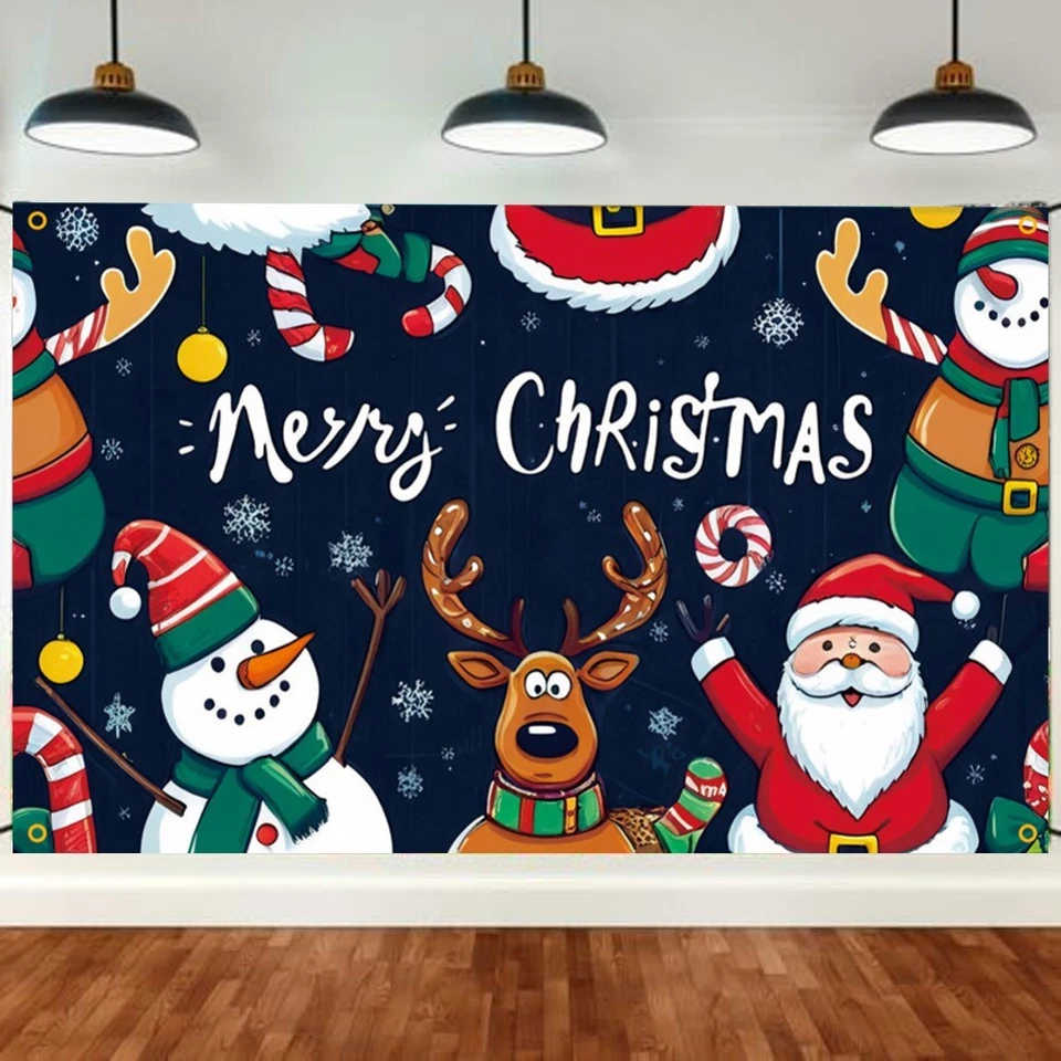 Großes Outdoor Weihnachtsbanner Schneemann Weihnachtsmann Gartendeko 71x43 cm - Bild 2 von 4