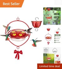 Elegant Hanging Hummingbird Feeder - 12oz Capacity with Ant Moat  Bee Guard