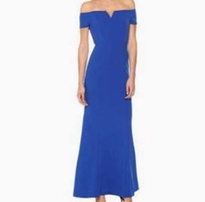 Calvin Klein Cobalt Blue Ponte Off Shoulder Gown Maxi Dress