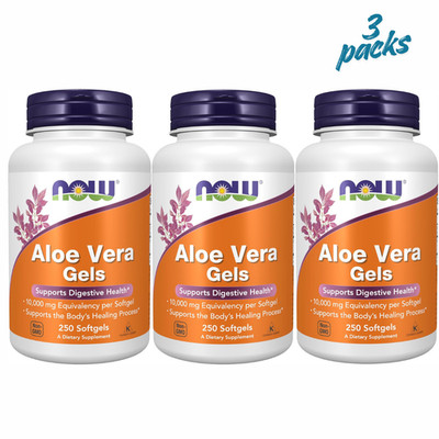 Now Foods Aloe Vera Gels, 10000 mg 250 Softgels pack of 3