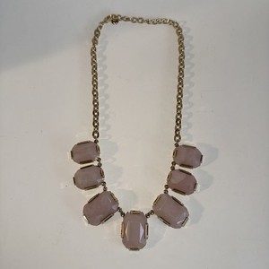 Talbots Statement Fashion Necklace Gold Tone Pink Quartz Tone Cute!