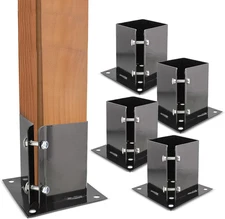 No Dig 4X4 Post Anchor Square Bracket 4Pk - Bolt down Post Base Wood P