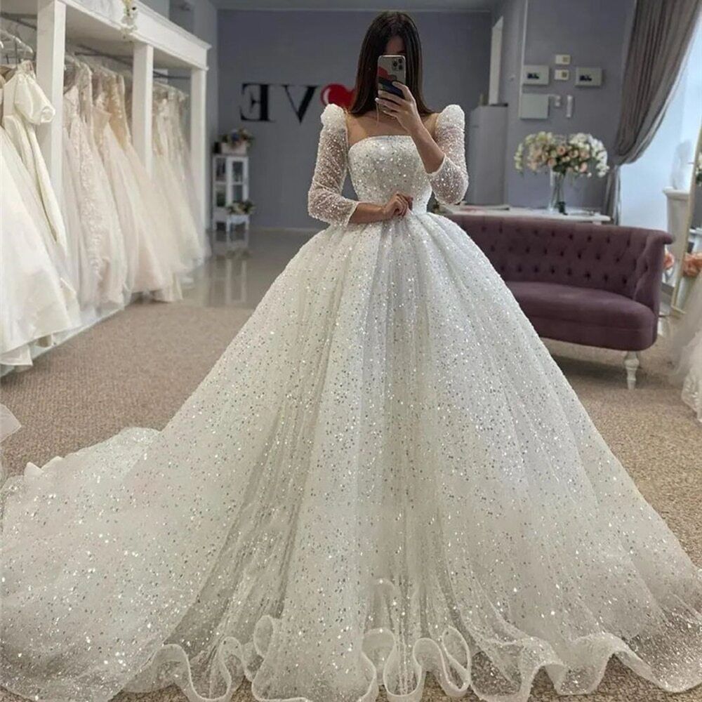 Luxury Lace Wedding Dress Princess Ball Gown White Bridal Gown with Lo –  Siaoryne