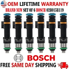 New BOSCH x6 Fuel Injectors for 2007-2010 Jeep Wrangler 3.8L V6 #0280158119