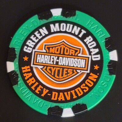GREEN MOUNT ROAD HD ~ ILLINOIS (Green/Blk Wide Print Design1) Harley Poker Chip