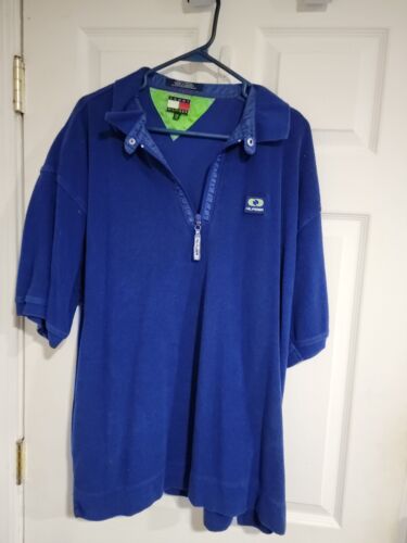 Vintage Tommy Hilfiger Blue Terry Cloth Polo 1/4 Z