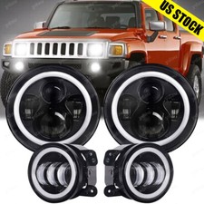 7inch Led Headlights 4 Halo Fog Lights For 2006 2007 2008 2009 2010 Hummer H3 7inch Led Headlights 4 Halo Fog Lights For 2006 2007 2008 2009 2010 Hummer H3