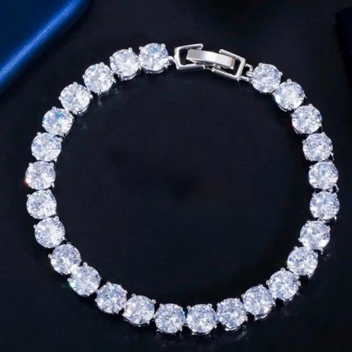 18K White Gold Filled Tennis Bracelet made w Swarovski Crystal Stone Gorgeous - Picture 9 of 26