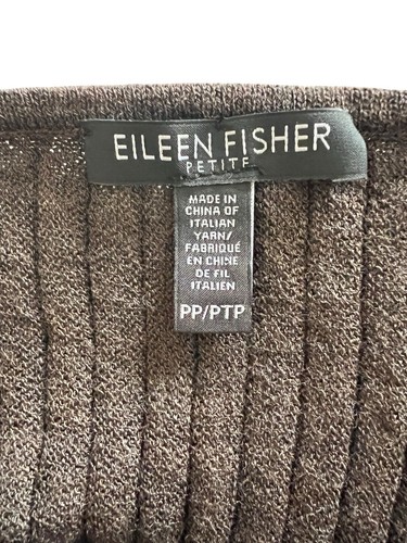 Eileen Fisher Petite PP Brown Ribbed Pleated 100% Fine Wool Knit Dress Size 4 - Picture 4 of 10