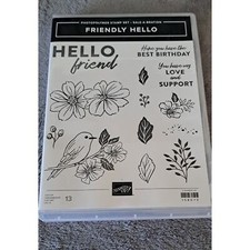 Stampin' Up RETIRED New Friendly Hello SALE-A-BRATION Photopolymer Stamp Set