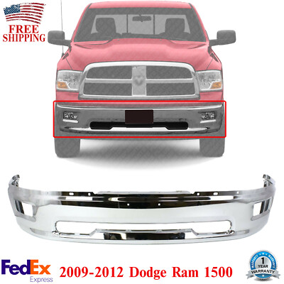 Front Bumper Face Bar Chrome with Fog light Holes For 2009-2012 Dodge RAM 1500