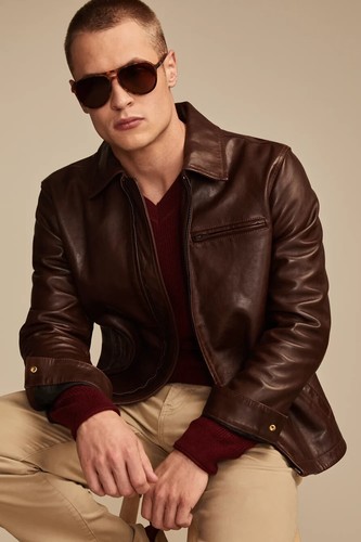 NEW Lucky Brand Leather Touring Jacket Brown S Size Small MSRP $499 - Picture 5 of 6