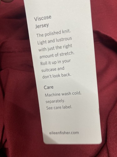 Eileen Fisher Women XS Bateau Neck Top Red Burnt Orange Madrn Viscose Jersey - Picture 9 of 10