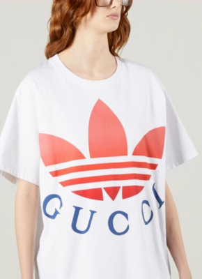 Gucci Tシャツ GUCCI x Adidas White red Logo T-Shirt Men's Size S Small Cotton