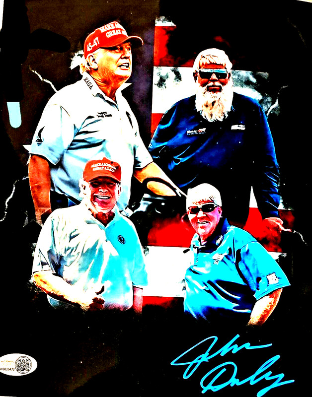 John Daly SIGNED 8x10 Color Photo  w/JSA COA & Hologram- PGA LEGEND METALLIC