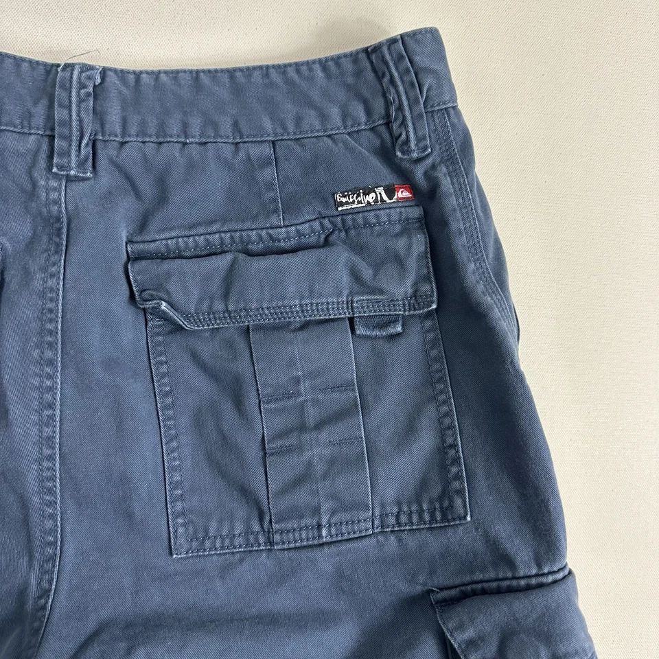 Vintage Y2K Quicksilver Cargo Shorts Mens 31 Blue Utility Baggy Surf Skate 90s - Image 4 of 4