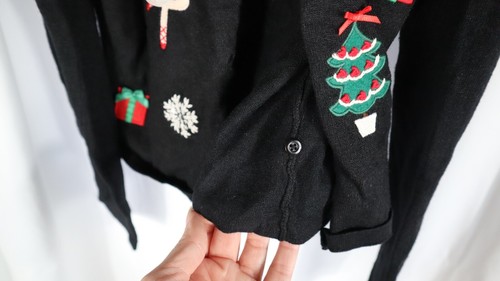 Vintage Hartstrings Girls 6X Christmas Cardigan Sweater Applique Ballerina - Picture 7 of 9