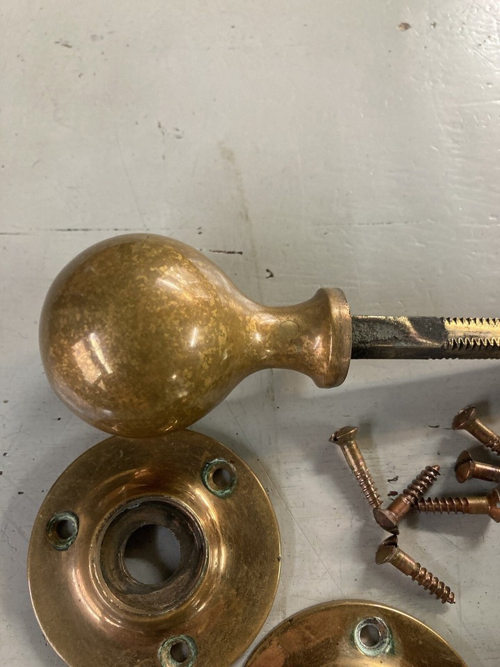 Antique vintage brass Door knobs Handles And Mechanism eBay