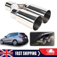 Stainless Steel 3" Twin Straight Cut Exhaust Tailpipe Tip Muffler Pipe Euro Look
