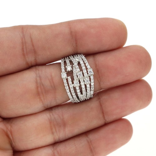 Umwerfend Cz Multiband Hochzeit Ring für Damen IN Silber Ton - 7 Reihen Design - Bild 12 von 70