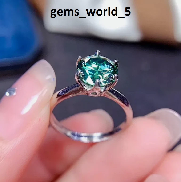 Blue Zircon Ring, 925 Sterling Silver Ring, Engagement Ring, Round Cut Gemstone - Image 2 of 4