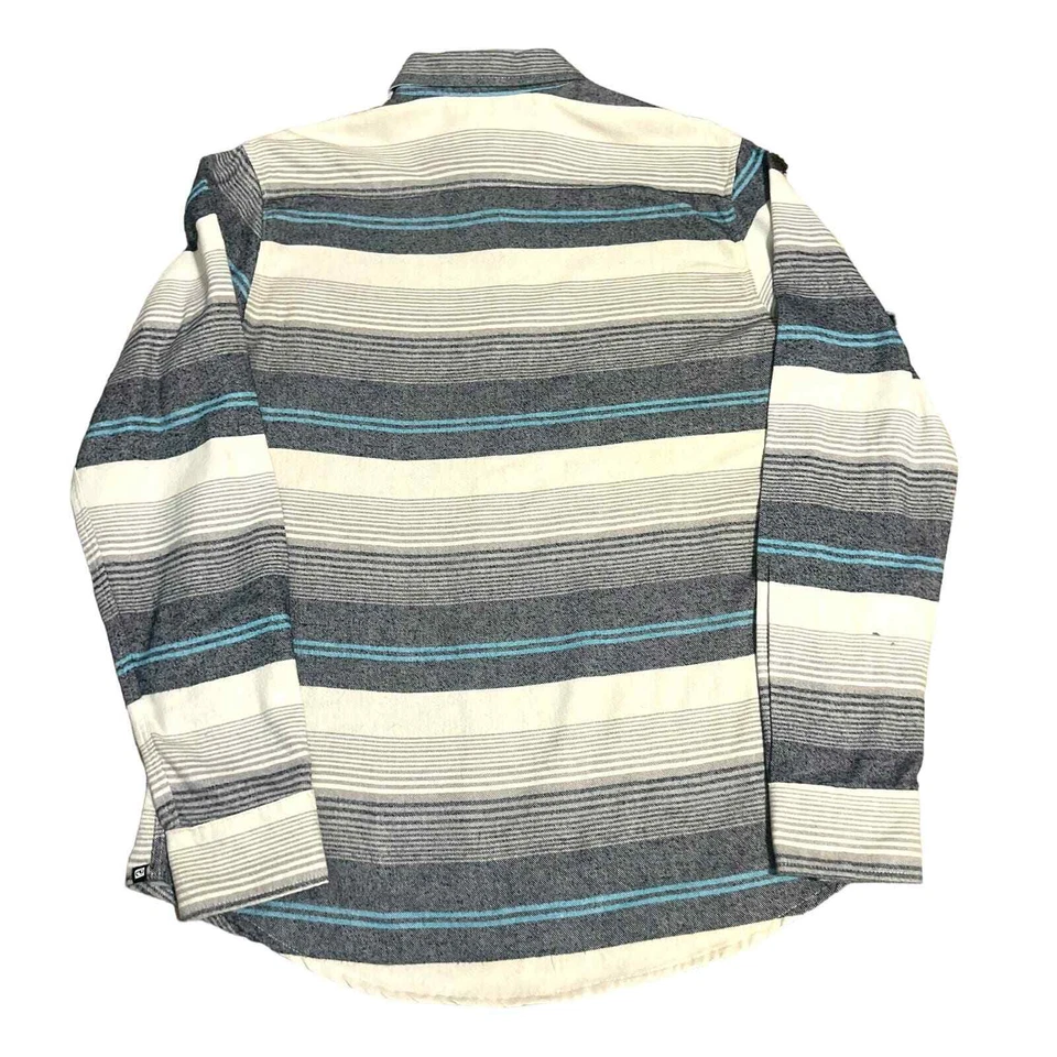 Ocean Current Washburn Striped Flannel Shirt Size Medium Gray, Blue Long Sleeve - Image 2 of 4