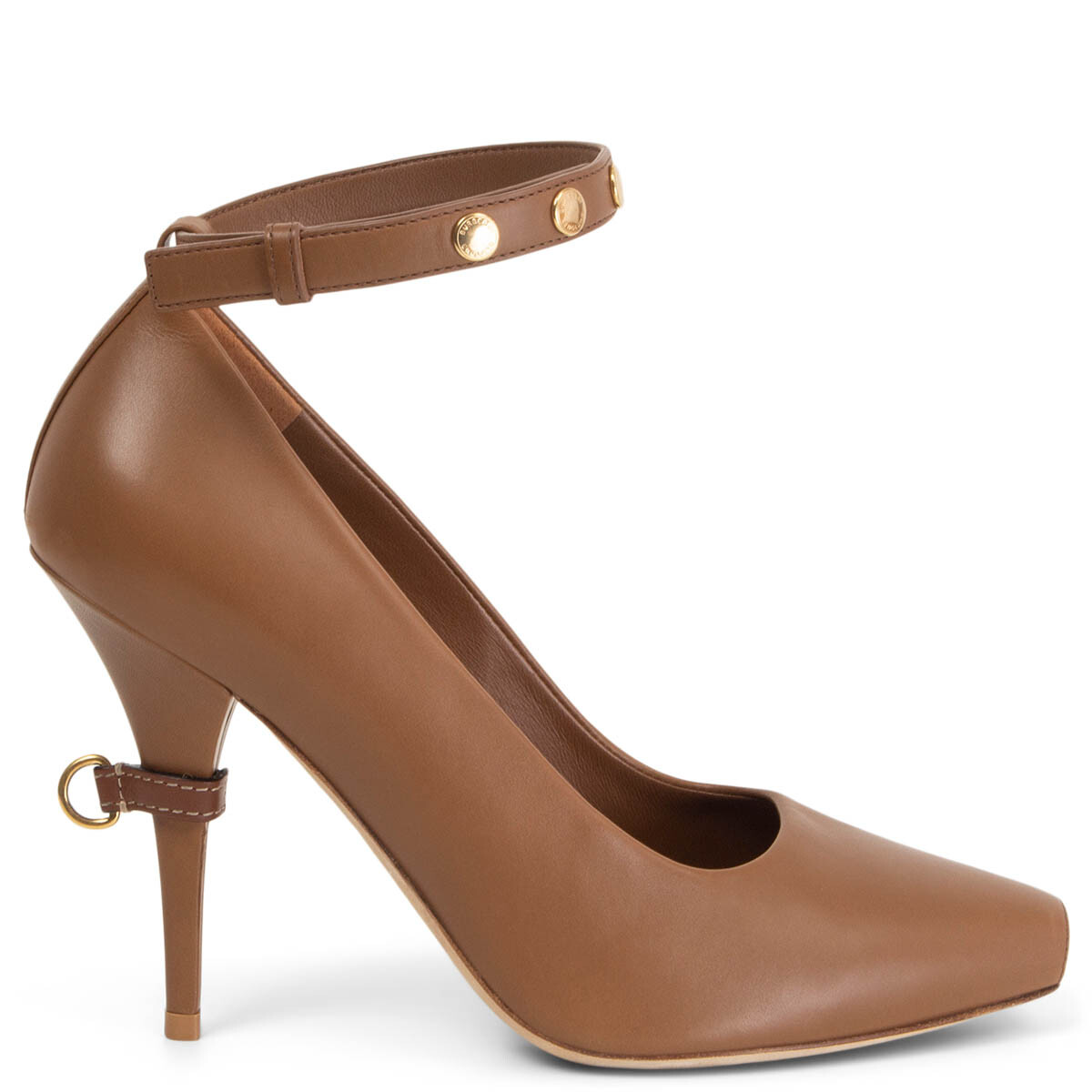 64239 auth BURBERRY tan brown leather JERMYN Peep-Toe Pumps Shoes