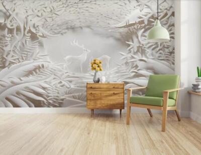 3D White Branch Deer 44848NA Wallpaper Wall Murals Removable Wallpaper Fay