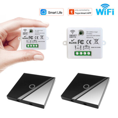 TUYA WiFi Funkschalter Lichtschalter Empfänger 433mhz Glas Touch Fernbedienung