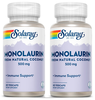 Solaray Monolaurin Supplement, 500 mg | 60 Count ****2 Bottles****
