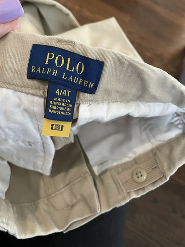 Toddler Boys Polo Ralph Lauren Tan Beige Flat Front Casual Chinos Pants 4T EUC - Picture 4 of 4