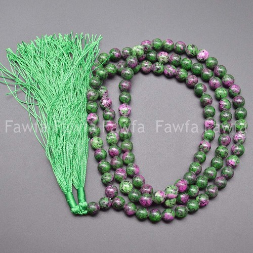 6/8/10/12mm Red Gems In Zoisite108 Prayer Beads Tibet Buddhist Mala Necklace - Picture 3 of 8
