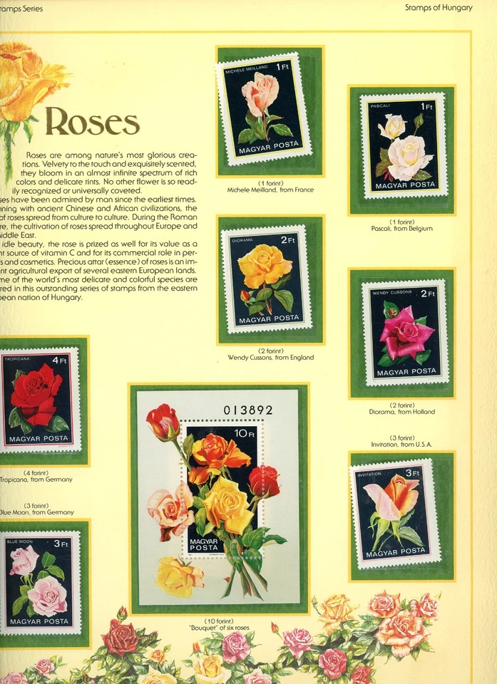 Postal Commerative Society World of Stamps Roses Stamps of Hungary - Image 3 of 3