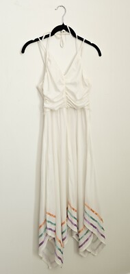 Vintage 60s White Colorful Ribbon Trim Halter Handkerchief Midi SunDress S Fairy | eBay Vintage 60s White Colorful Ribbon Trim Halter Handkerchief Midi SunDress S Fairy | eBay