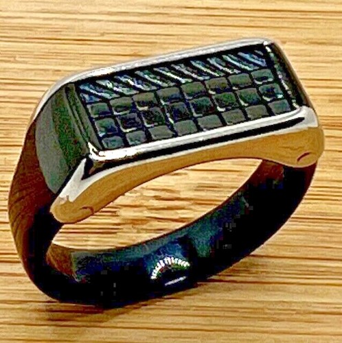Black Stainless Steel Men's Ring Choose Your Size - Picture 2 of 4