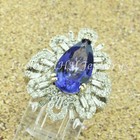 18k Solid White Gold Natural Diamond & AAAA Tanzanite Ring 7.29 ct pear shape — photo 4