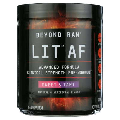 Beyond Raw  LIT  AF Pre-Workout Powder, Sweet & Tart, 9.78 oz