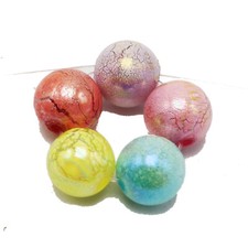 50 Mixed Color in Pastel Acrylic Frosted Crackle Round Beads 12mm Smooth Ball