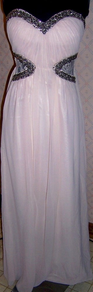 Maxi Dress Cream Lace Insert Embellished Little Mistress Misses size 2 New  | eBay