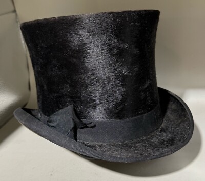 VERY RARE ANTIQUE TOP HAT WILLMARTH CO HATTERS 1800s Size 7/8
