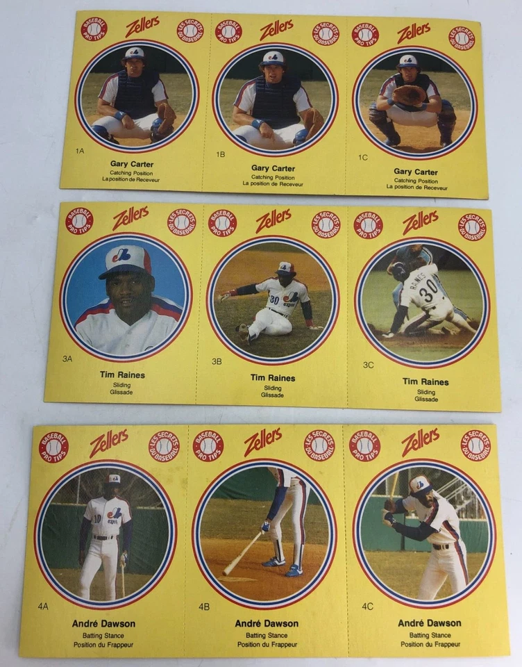 1982 Zellers Baseball Pro Tips Montreal Expos Canadian 20 Card Sheet Set A,B & C - Image 3 of 4