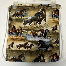 Horse Drawstring Cinch Sack Back Pack Bag